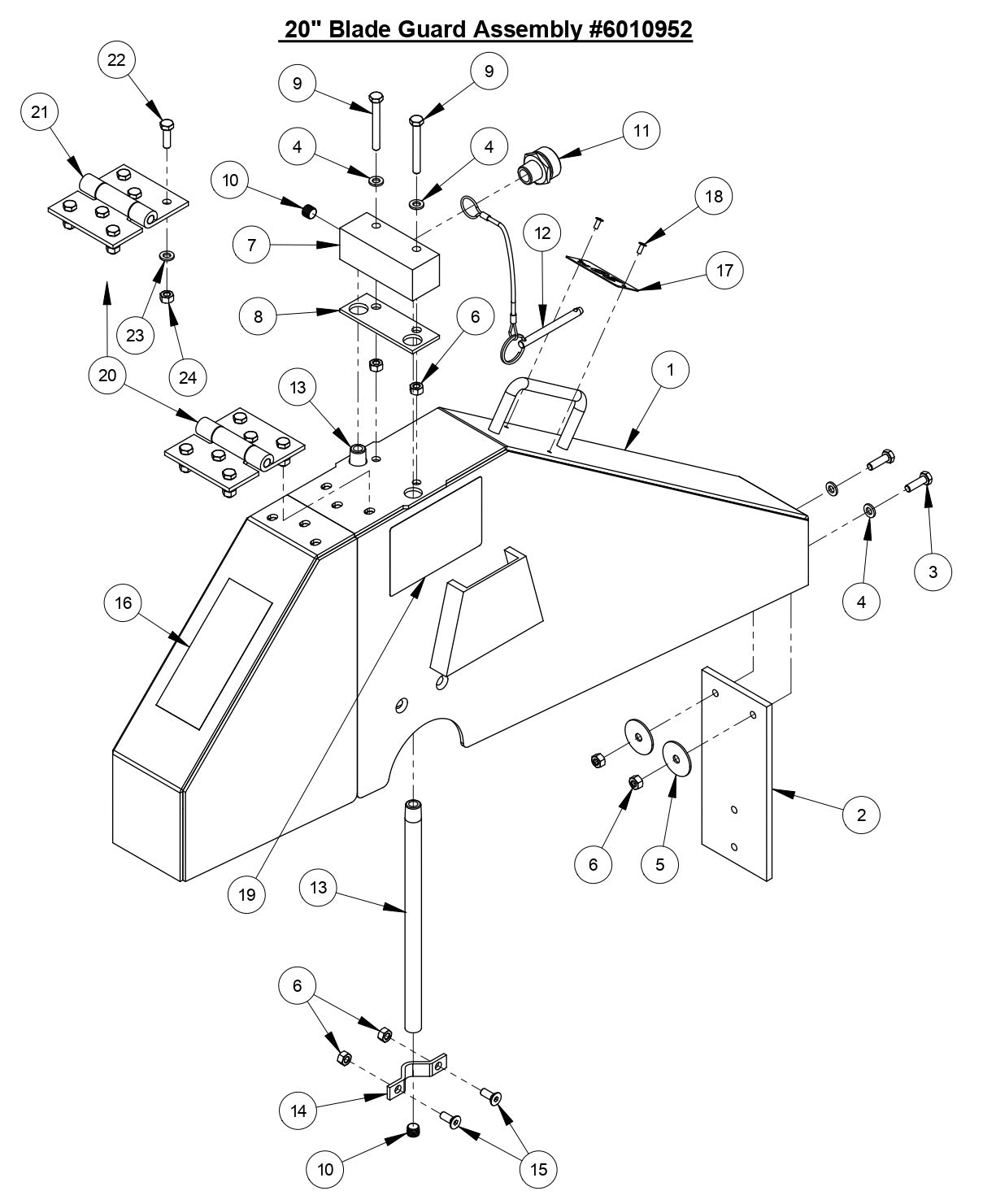 CC3500J 20&quot; Blade Guard Assembly
