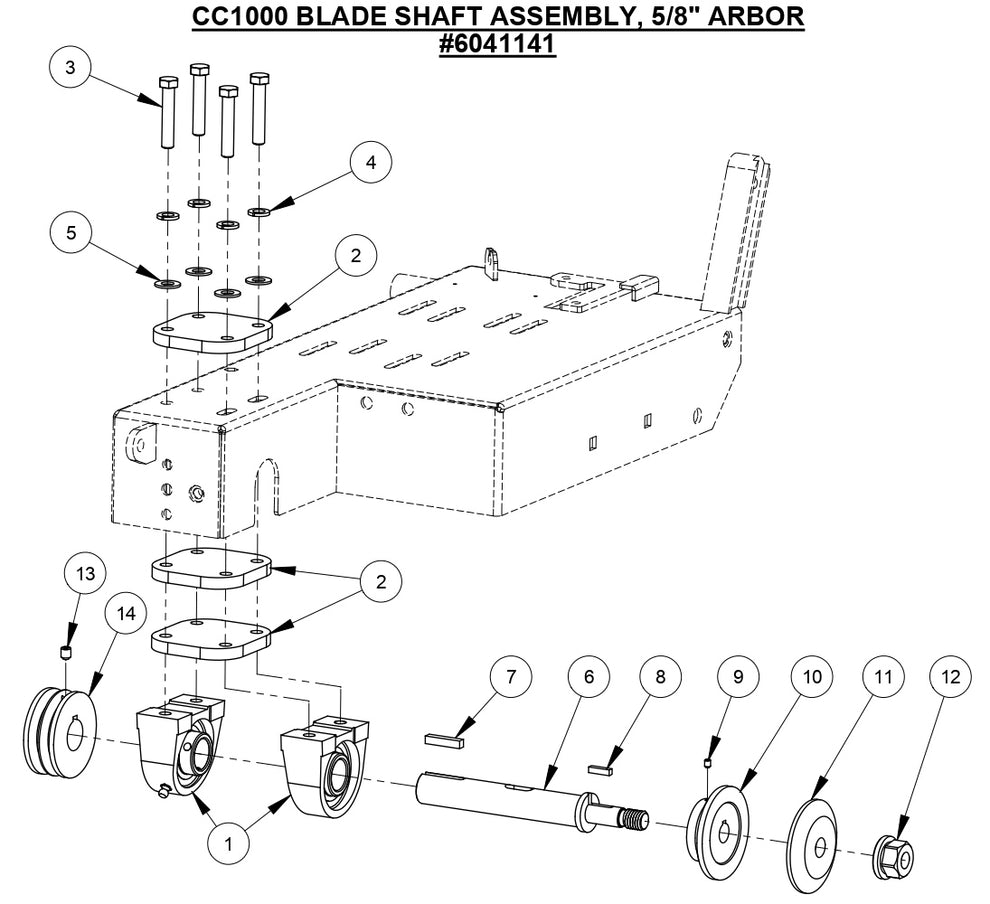 CC1000 Blade Shaft Assembly, 5/8" Arbor