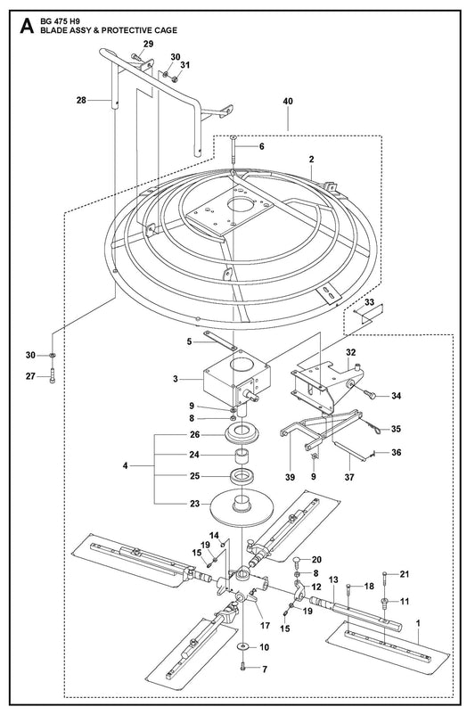 Blade Assembly And Protective Cage Parts For BG 475 By Husqvarna