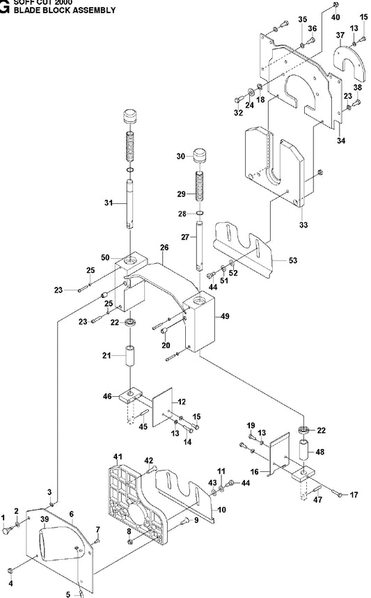 Blade Block Assembly Parts for Soff Cut 2000 Saw by Husqvarna