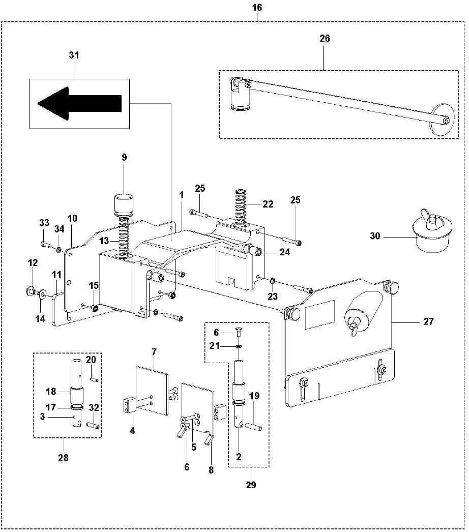 Blade Block Assembly Parts for Soff Cut 150 Saw by Husqvarna