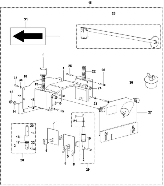 Blade Block Assembly Parts for Soff Cut 150 Saw by Husqvarna