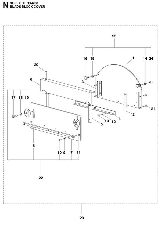 Blade Block Cover Parts For Soff Cut GX4200 by Husqvarna