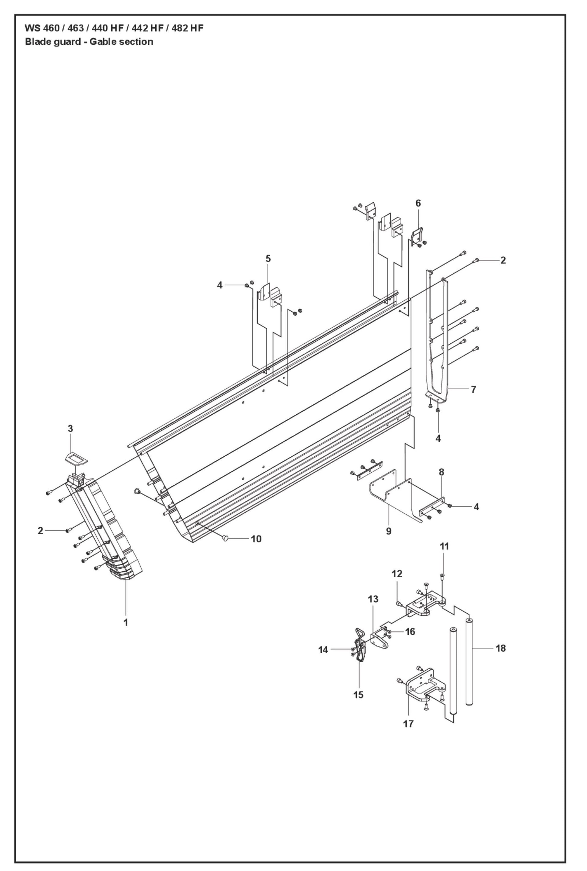 Blade Guard - Gable Section Parts For WS 460 By Husqvarna