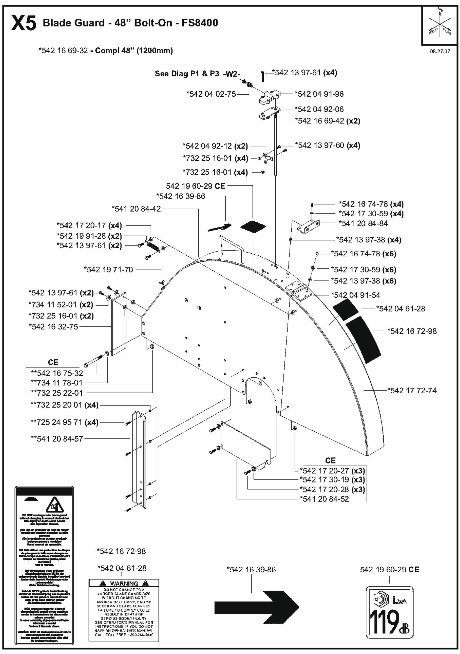 Blade Guard - 48&quot; Bolt-On Parts for FS8400D By Husqvarna