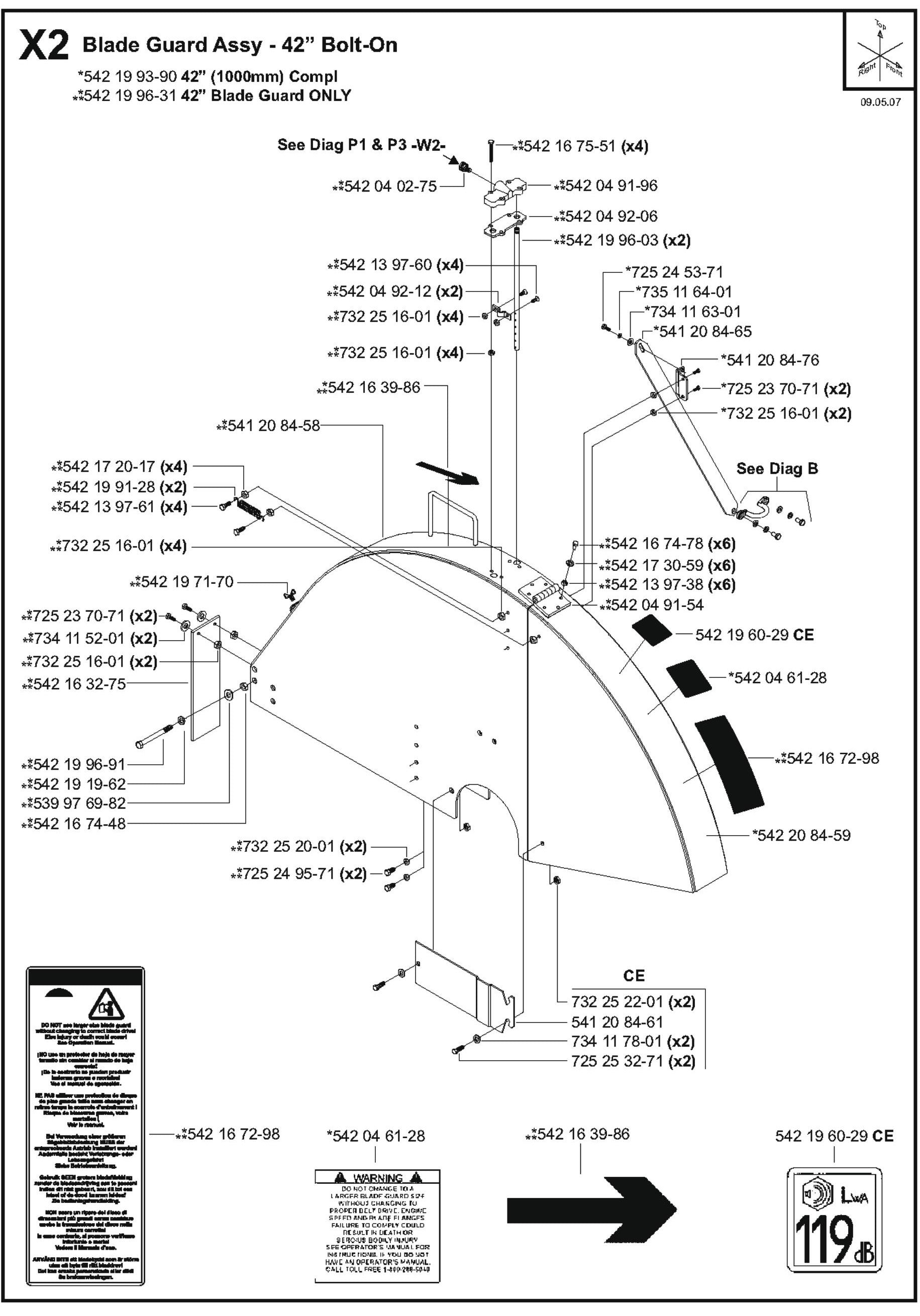Blade Guard Assembly - 42&quot; Bolt-On Parts for FS8400 D By Husqvarna