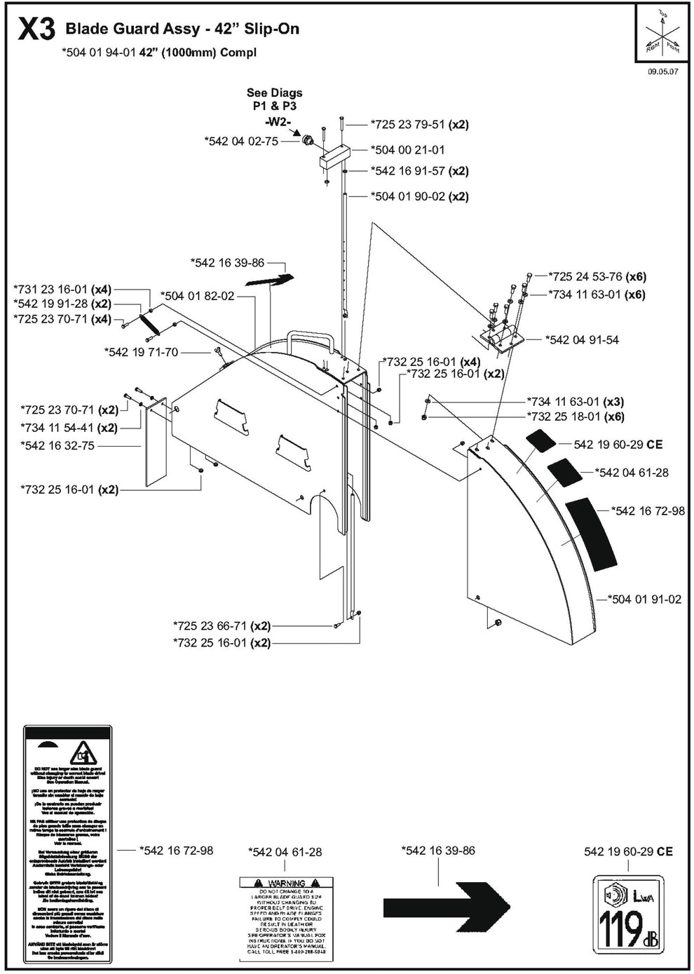 Blade Guard Assembly - 42" Slip-On Parts for FS8400 D By Husqvarna
