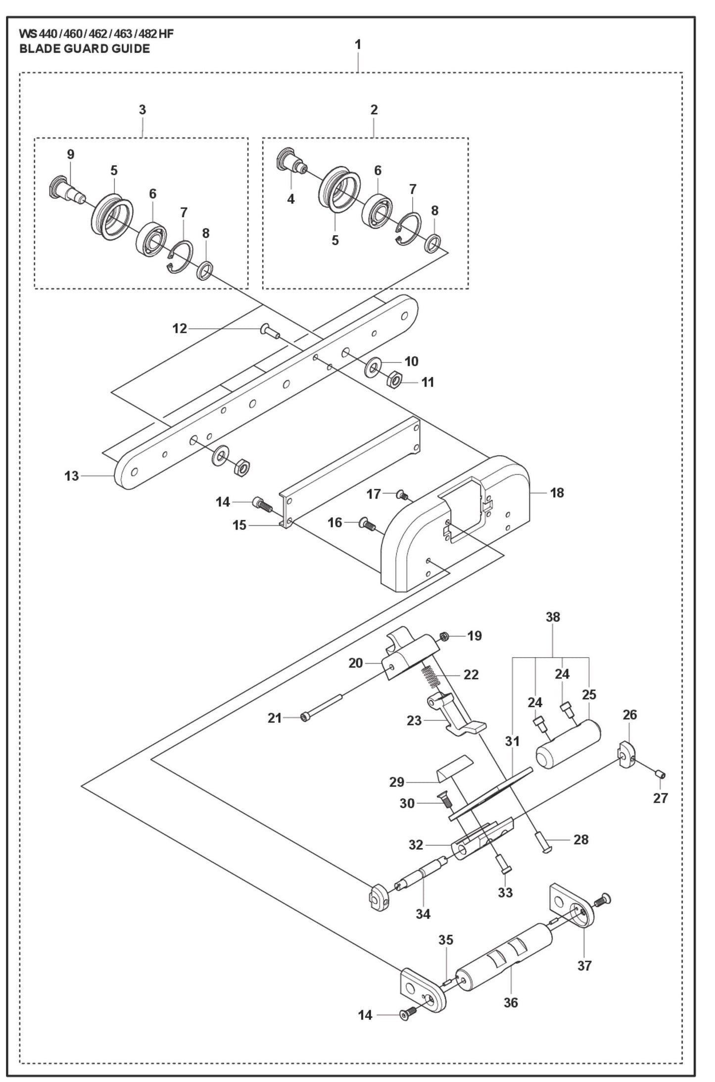 Blade Guard Guide Parts For WS 460  By Husqvarna