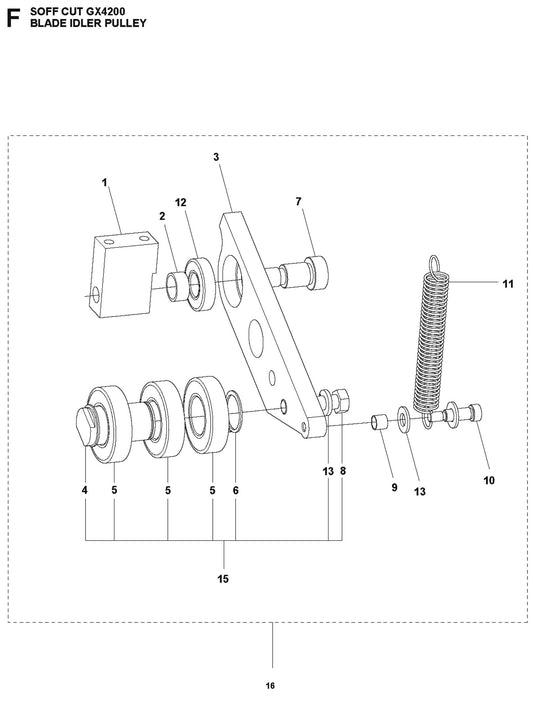 Blade Idler Pulley Parts For Soff Cut GX4200 by Husqvarna