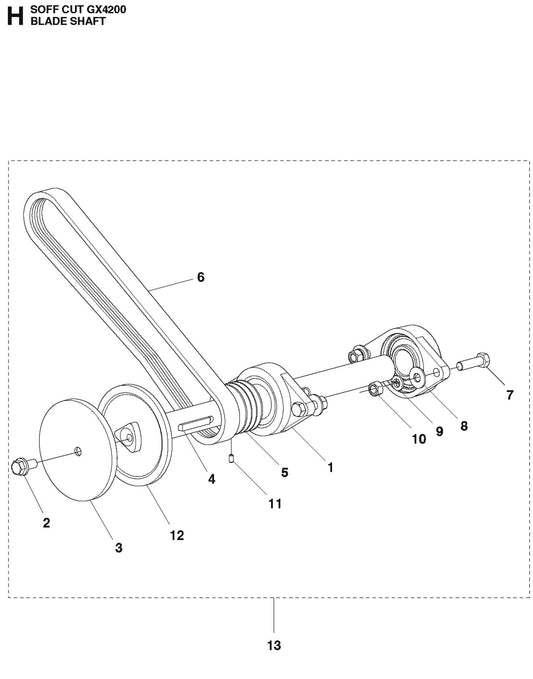 Blade Shaft Parts For Soff Cut GX4200 By Husqvarna