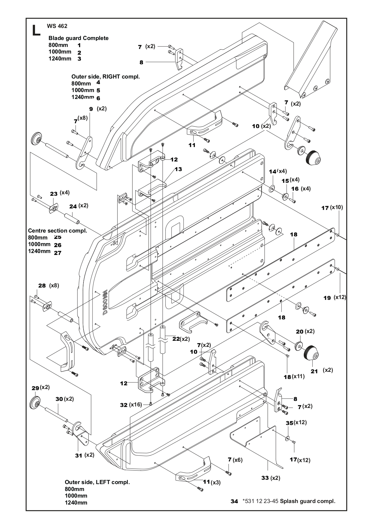 Blade Guard Complete Assembly Parts For WS462 By Husqvarna