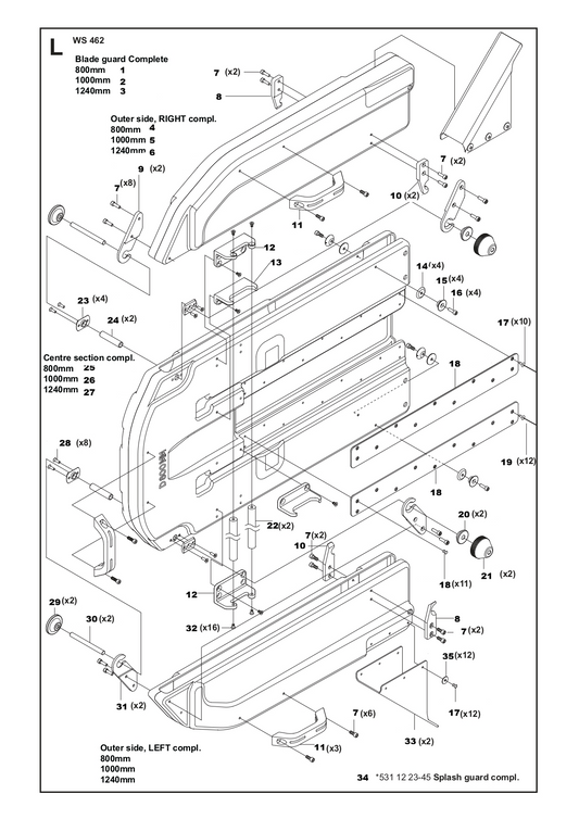 Blade Guard Complete Assembly Parts For WS462 By Husqvarna