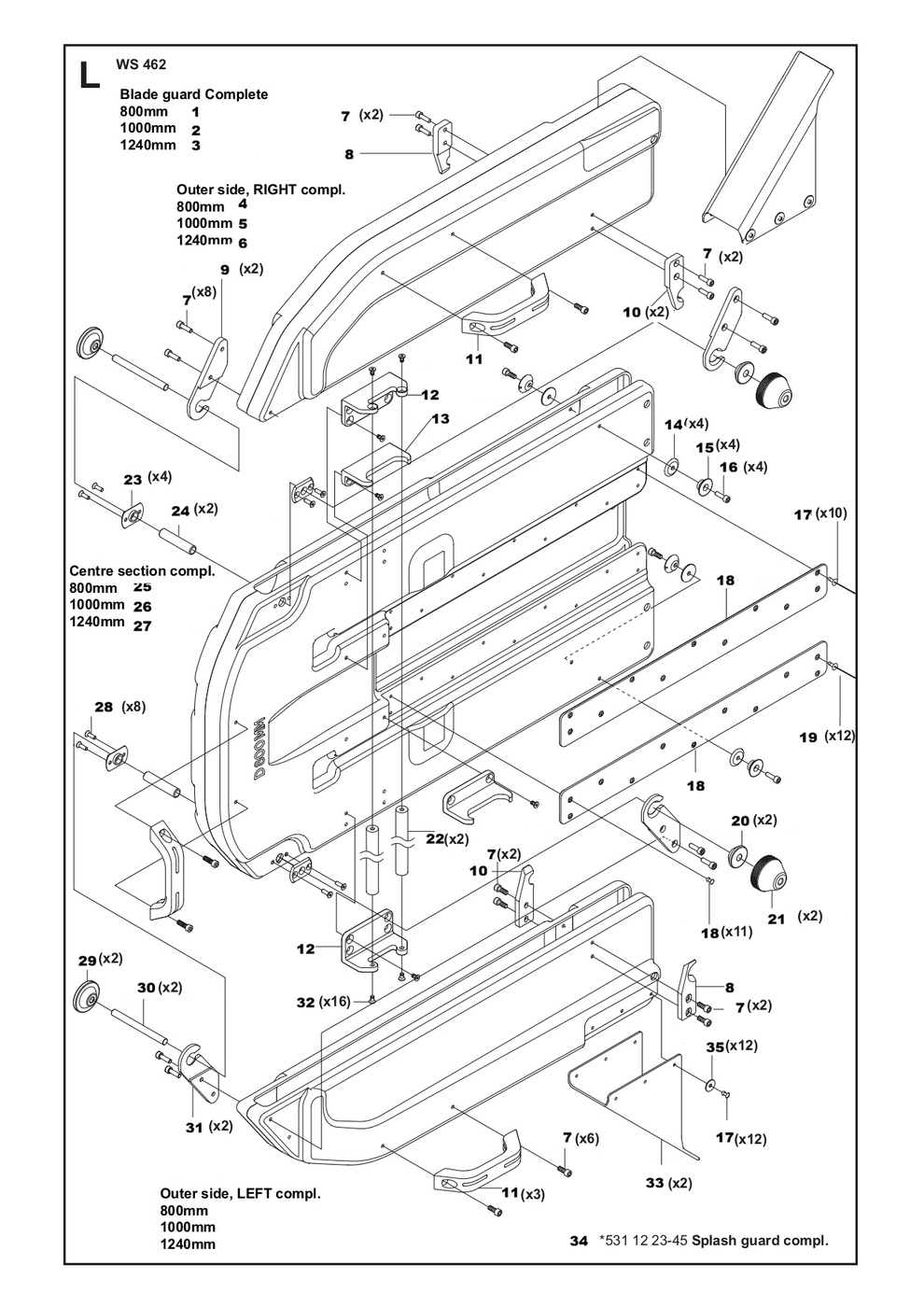 Blade Guard Complete Assembly Parts For WS462 By Husqvarna