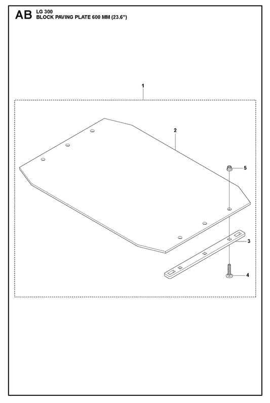 Block Paving Plate 600 MM (123.6&quot;) Parts For LG 300 Diesel By Husqvarna