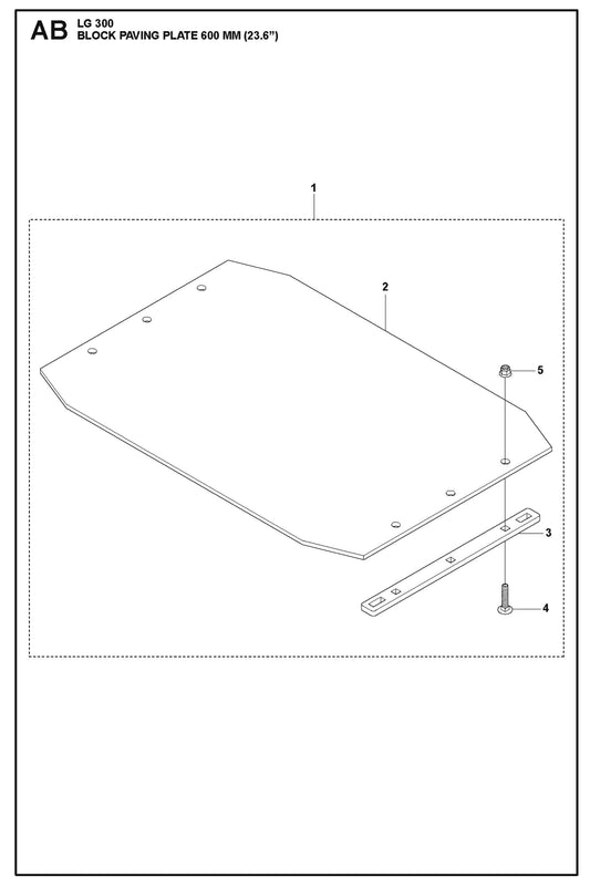 Block Paving Plate 600 mm (23.6&quot;) Parts For LG 300 Petrol By Husqvarna