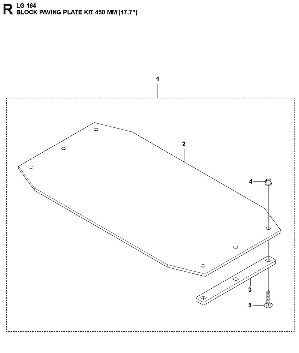 Block Paving Plate Kit 450 MM (17.7") Parts For LG 164 Petrol By Husqvarna