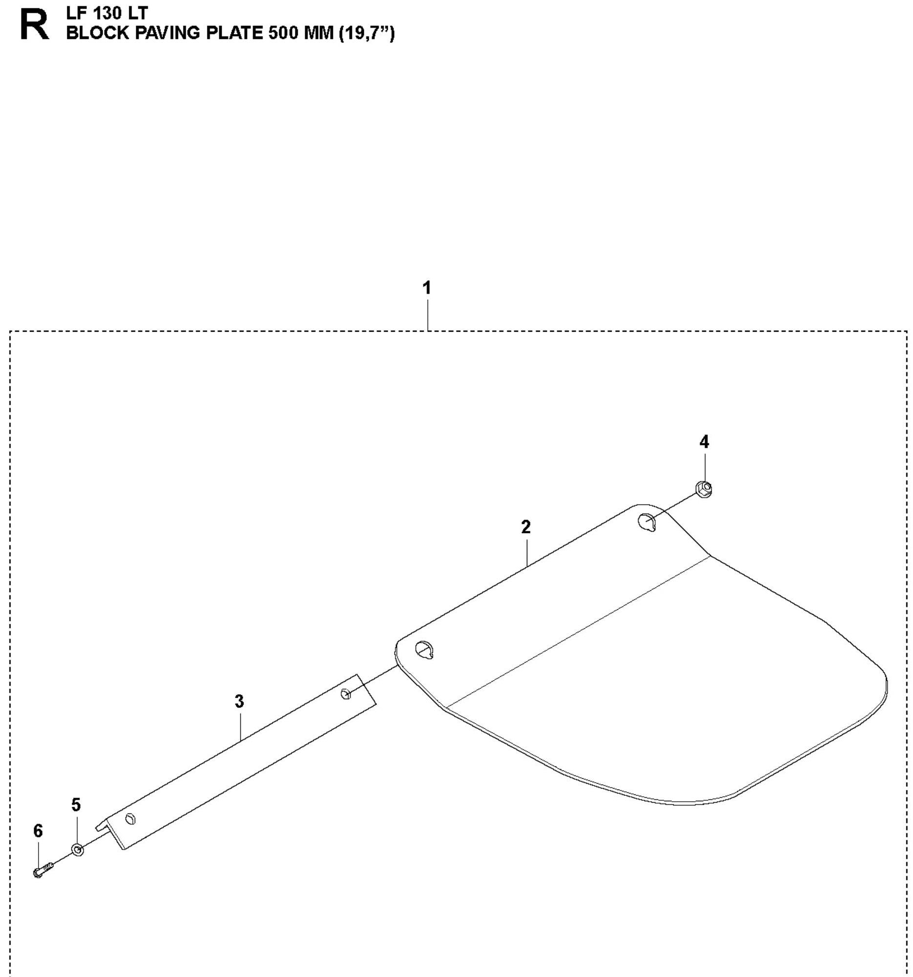 Block Paving Plate 500mm (19.7&quot;) Assembly Parts For LF 130 LT Diesel By Husqvarna