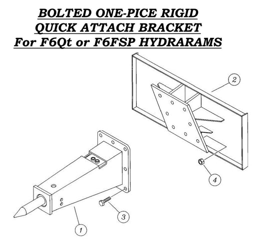 Bolted On-Piece Rigid Quick Attach Bracket For F6Qt or F6SP Hydrarams