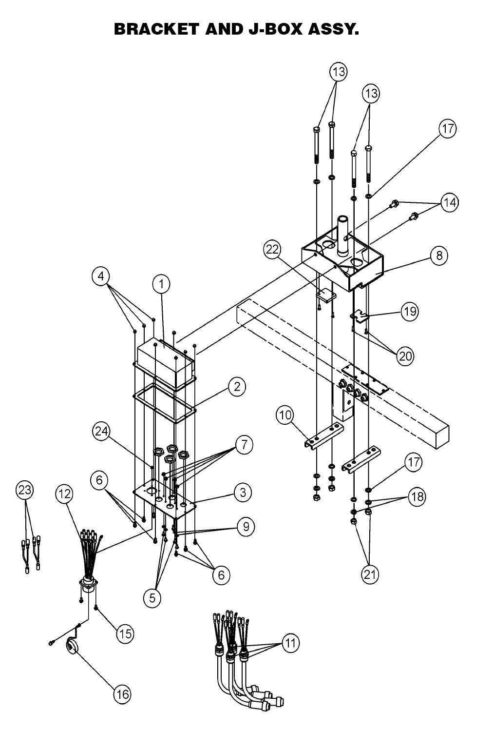 GB4000 GloBug Lighting System Bracket And J-box Assembly Parts by Multiquip