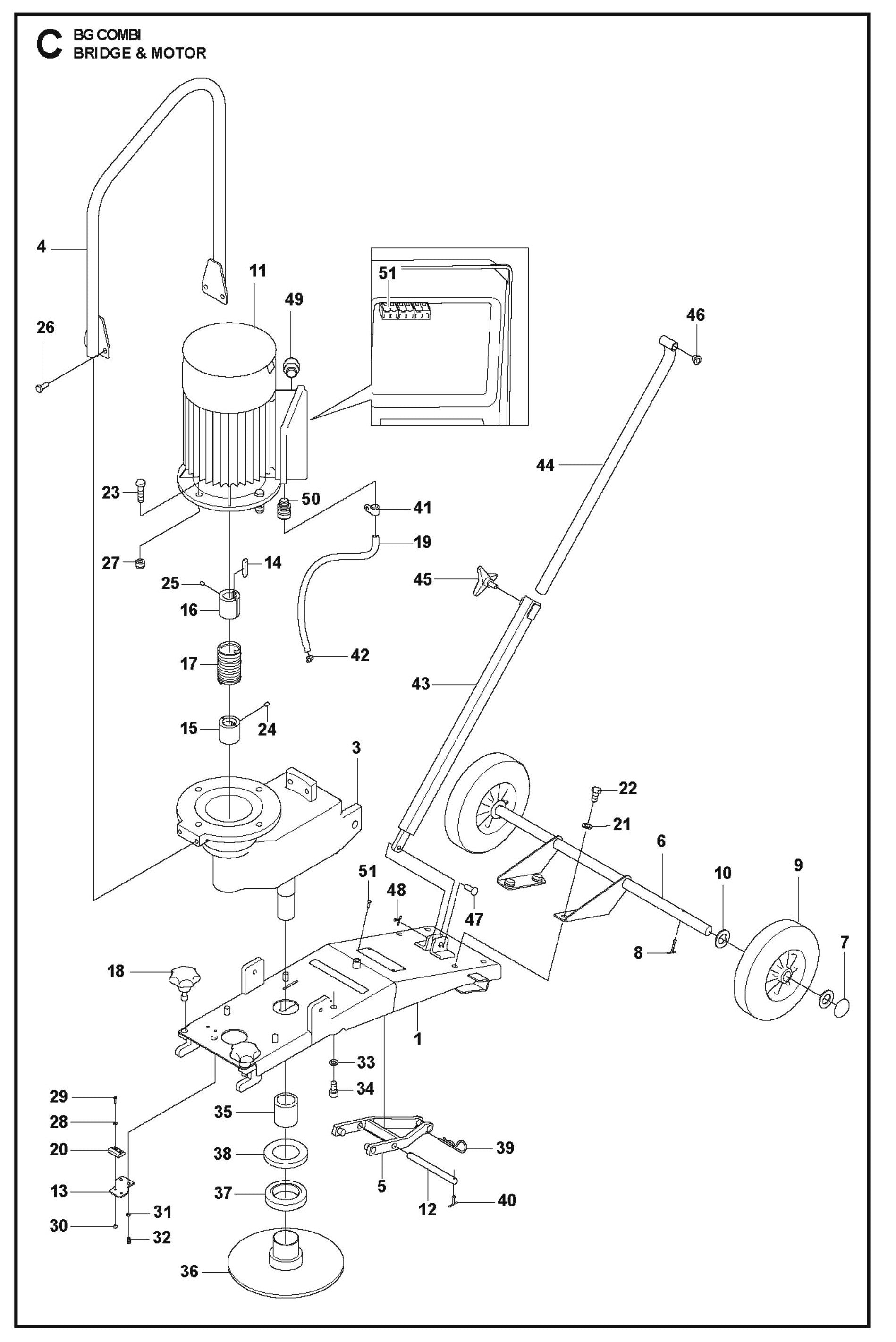 Bridge And Motor Parts For BG Combi By Husqvarna
