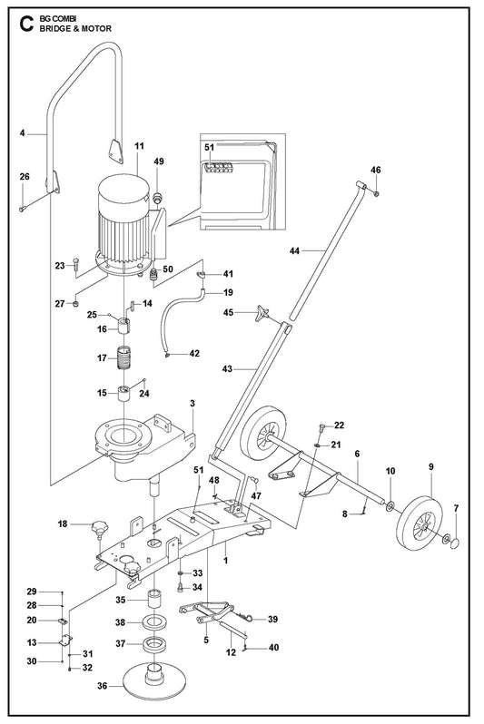Bridge And Motor Parts For BG Combi By Husqvarna