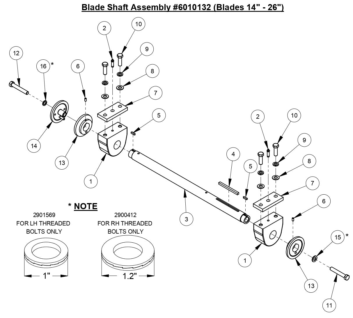 CC6540E Blade Shaft Assembly (Blades 14&quot; - 26&quot;)