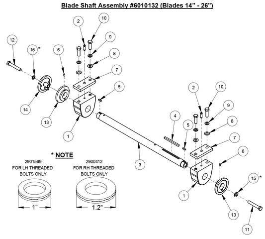 CC6540E Blade Shaft Assembly (Blades 14&quot; - 26&quot;)
