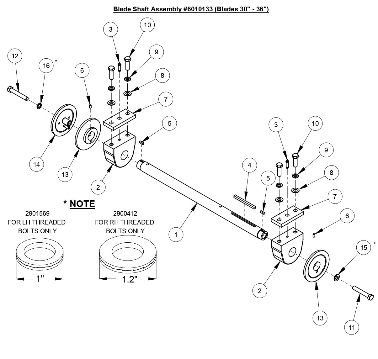 CC6540E Blade Shaft Assembly (Blades 30&quot;-36&quot;)