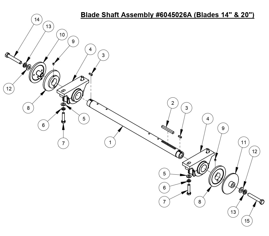 CC4144D Blade Shaft Assembly (14&quot; &amp; 20&quot;)