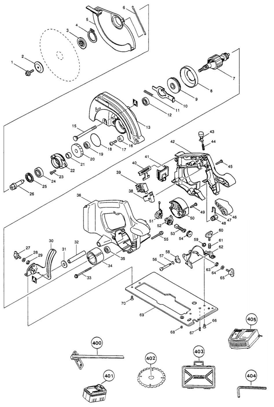 BSS730SHK Cordless Circular saw Assembly Parts By Makita