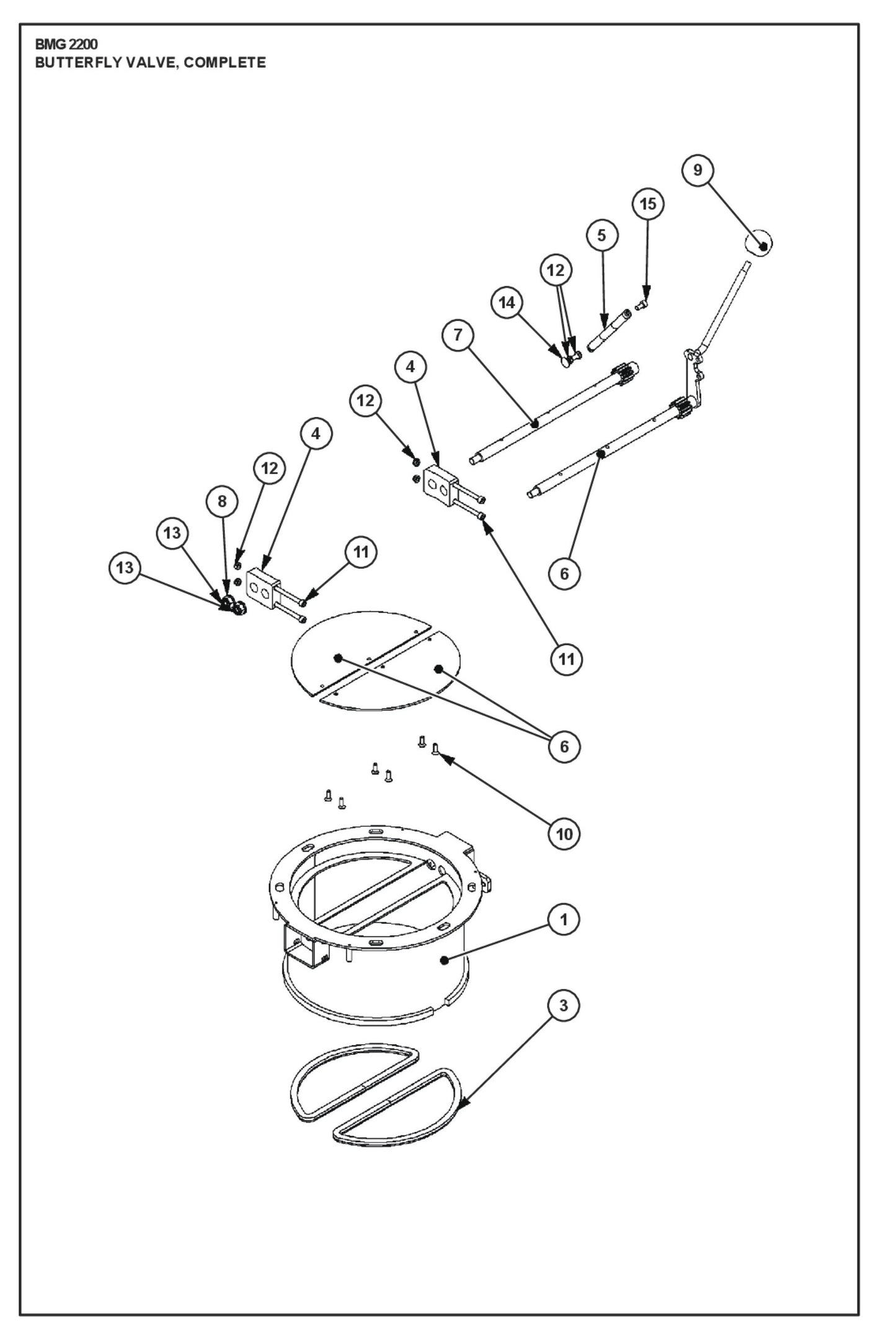 Butterfly Valve, Complete Parts For BMG 2200RC By Husqvarna