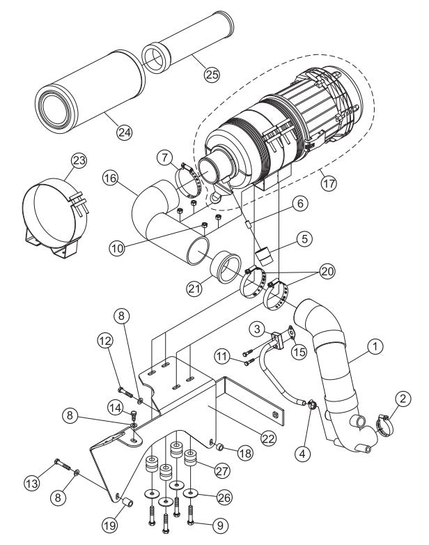Air Cleaner Assembly Parts-PS706016, PS706020, PS706026, PS706030, PS706036 DEUTZ BF3L2011 DIESEL ENGINE