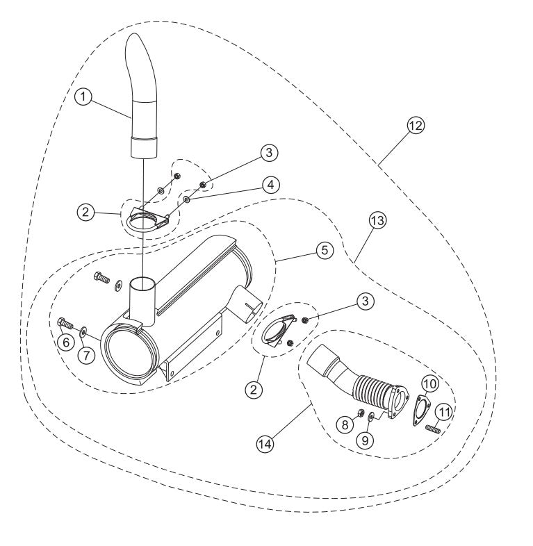 Muffler Assembly Parts-PS706016, PS706020, PS706026, PS706030, PS706036 DEUTZ BF3L2011 DIESEL ENGINE
