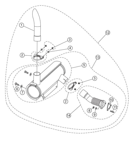 Muffler Assembly Parts-PS706016, PS706020, PS706026, PS706030, PS706036 DEUTZ BF3L2011 DIESEL ENGINE