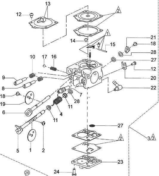 HS81A Carburetor Assembly Parts