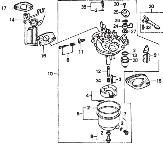 MVC77 Honda GX160K1QX2 Carburetor Assembly Parts