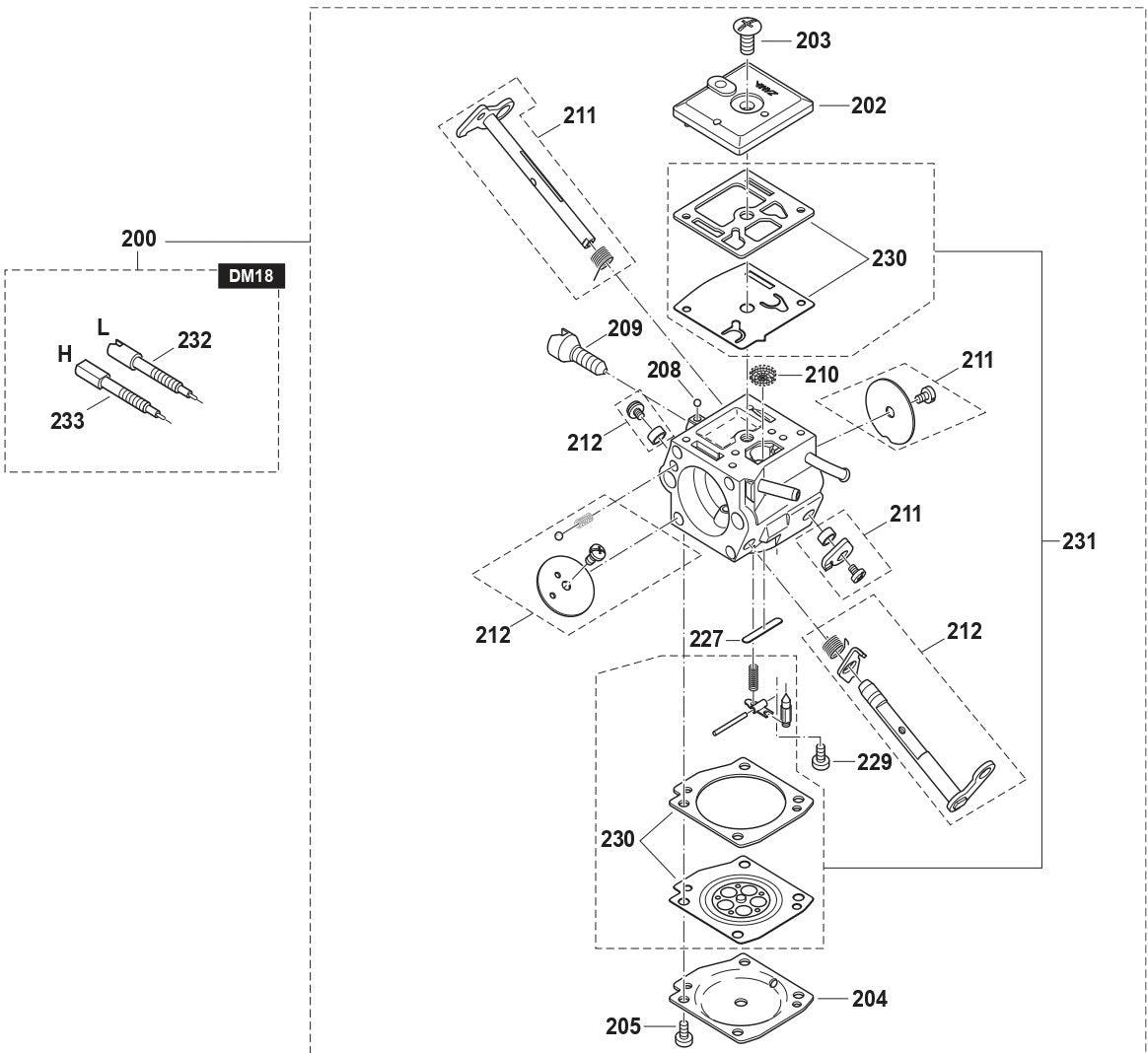 Carburetor Assembly Parts For EA7300PR, EA7301PR Gas Chain Saw Parts by Makita