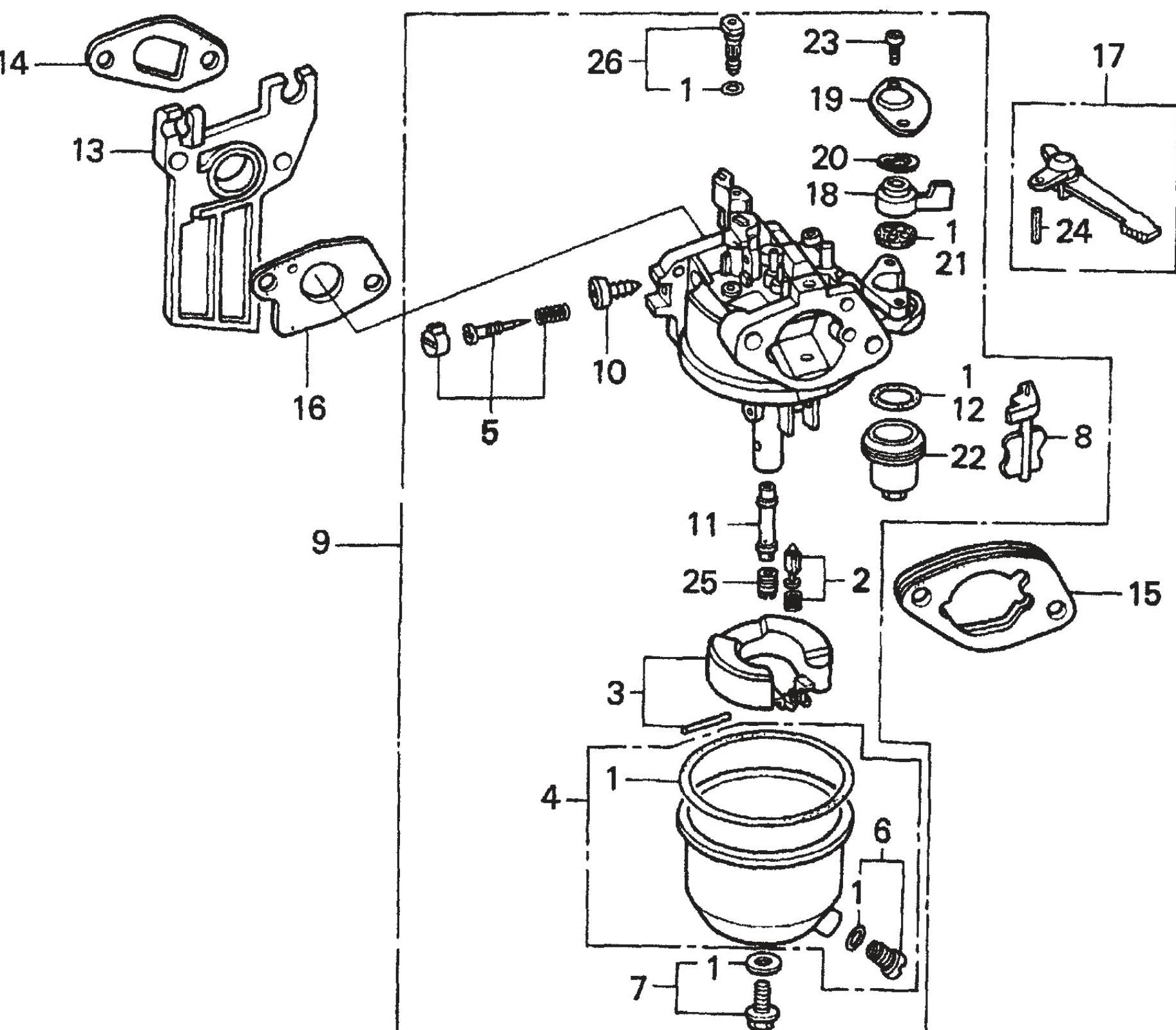 MQ MQD305 / MQD306 / MQD306HA HONDA GX120K1QX2 ENGINE Carburetor Assembly Parts By Multiquip