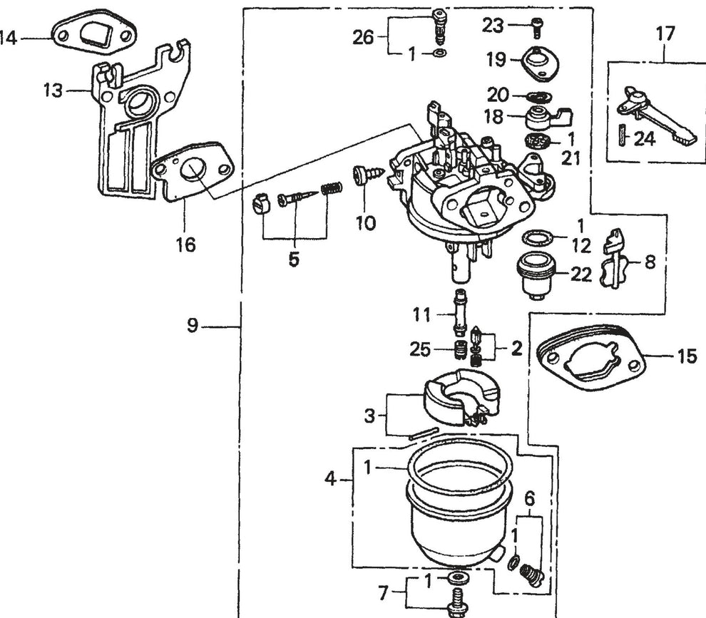 MQ MQD305 / MQD306 / MQD306HA HONDA GX120K1QX2 ENGINE Carburetor Assembly Parts By Multiquip