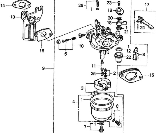 MQ MQD206H HONDA GX120K1QX2 ENGINE Carburetor Assembly Parts By Multiquip