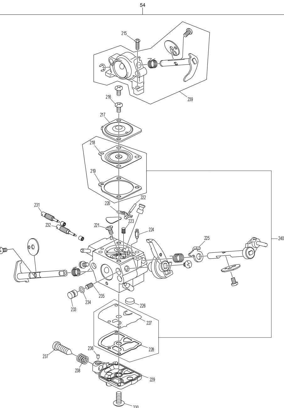 Carburetor Assembly Parts For EA3601FRDB Gas Chain Saw Parts by Makita