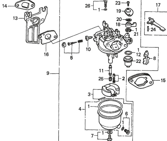 MQ QP204H HONDA GX120K1PX2/GX120U1PX2 Engine Carburetor Assembly Parts By Multiquip
