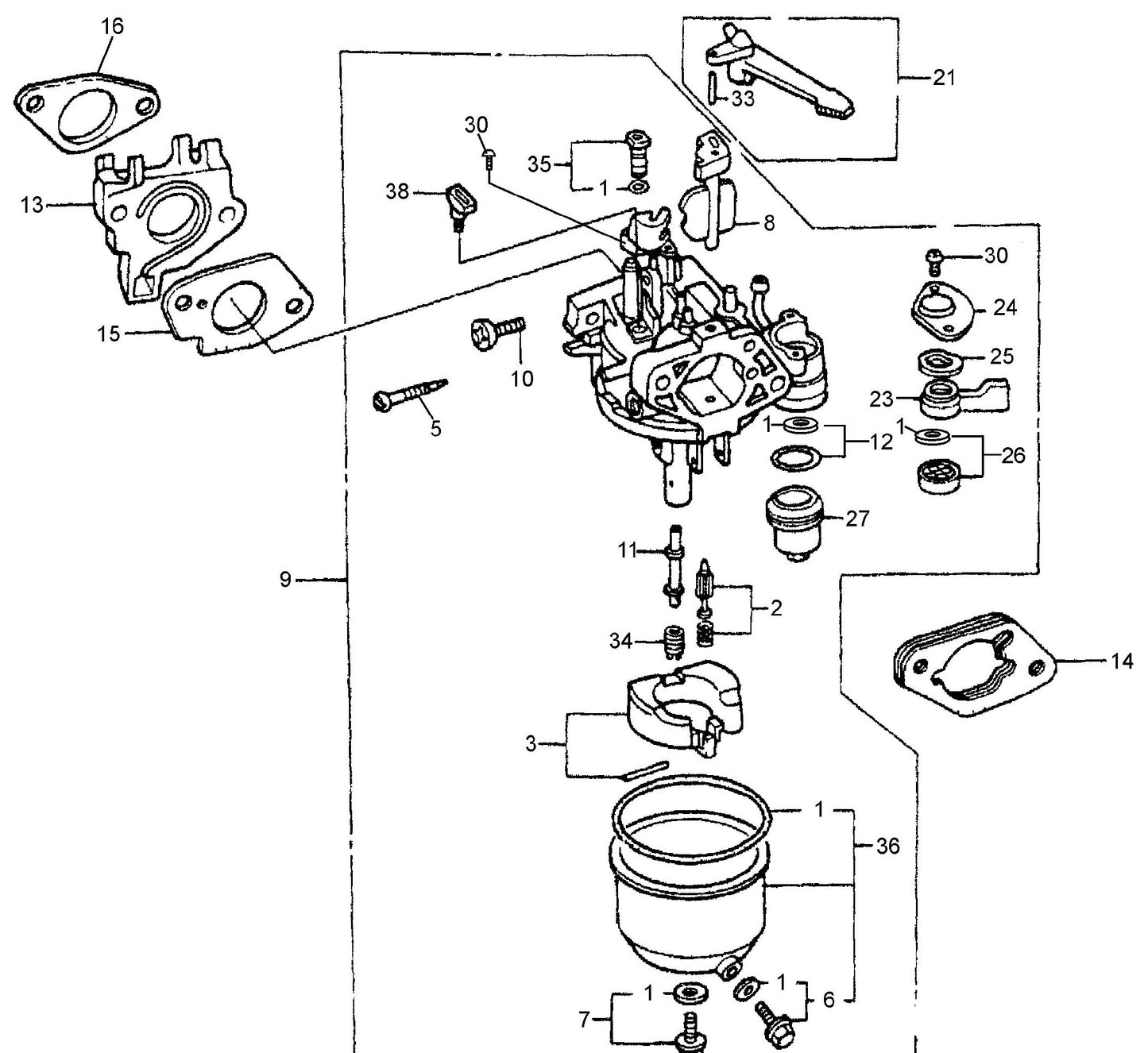 MVH402GHB HONDA GX390K1SMX2 Carburetor Assembly Parts
