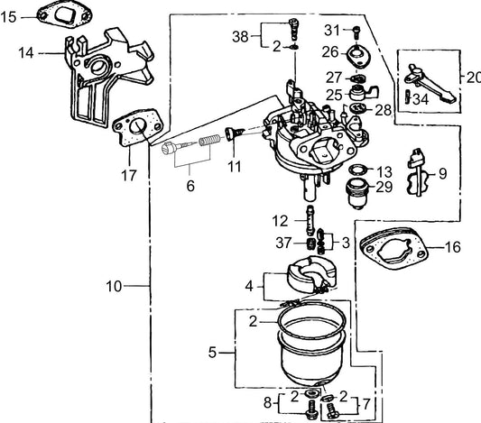 MVC88VGH/VGHW Honda GX160U1QMX2 Engine Carburetor Assemble Parts