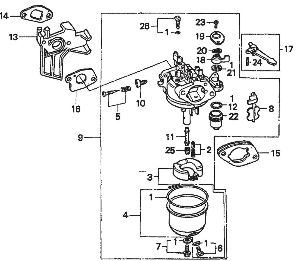 HONDA GX200QXC9 Carburetor Assembly Parts For FCG1 Series by Multiquips 