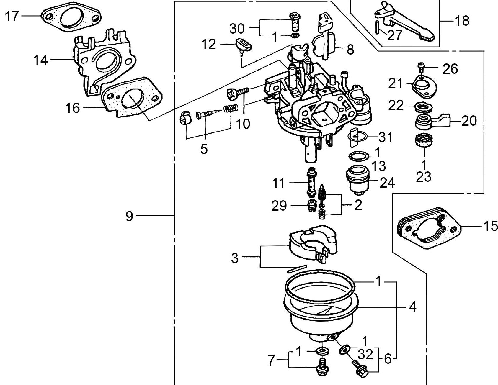MVH208GH Honda GX240UT2SMXC/GX270UT2SCM Engine Carburetor Assembly Parts