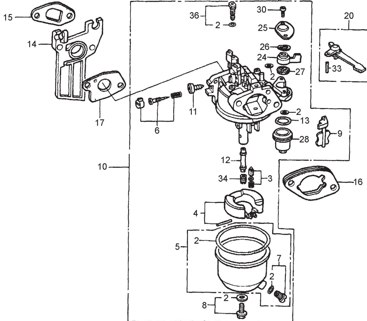 MVHR60HW HONDA GX120K1SM12  Carburetor Assembly Parts