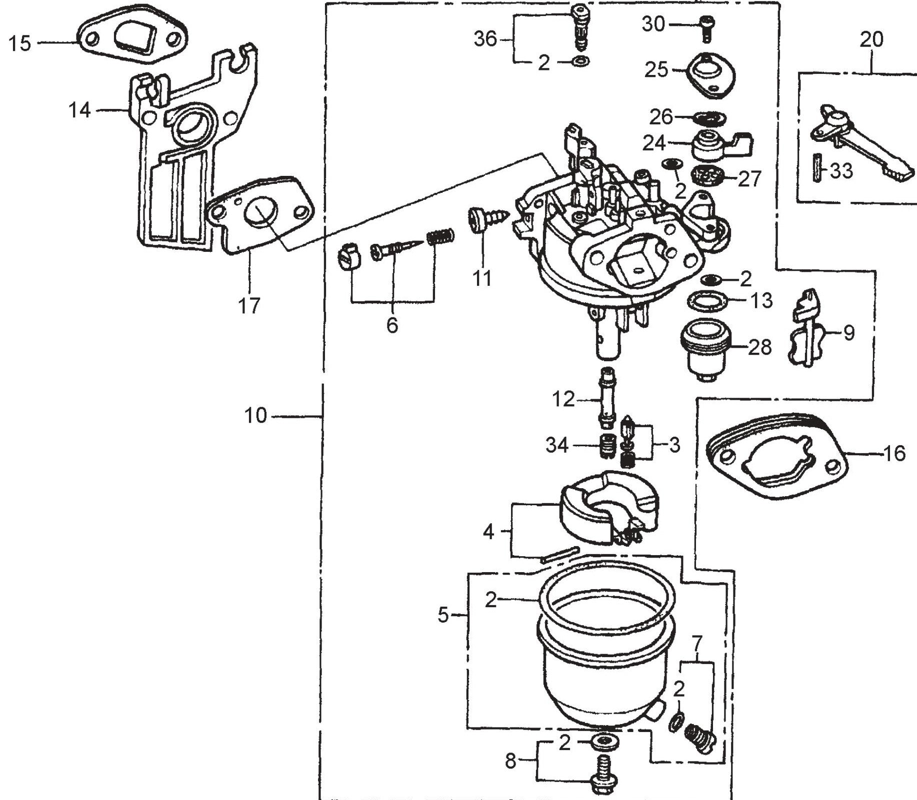 MVHR60HW HONDA GX120K1SM12  Carburetor Assembly Parts
