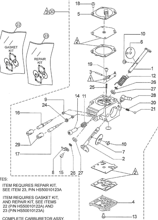 HS62A Carburetor  Assembly Parts