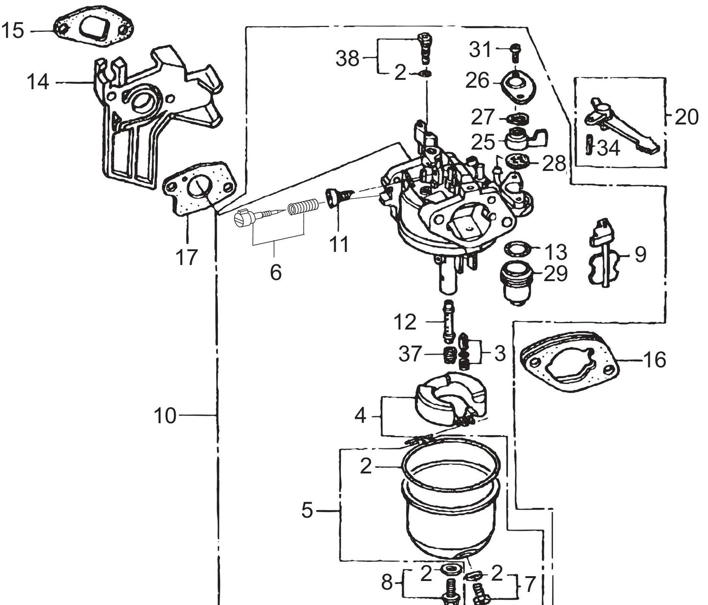 MVC80VH/VHW Carburetor Assembly Parts